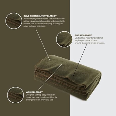 بطانية صوف ناعمة 80٪ بالجملة للاستخدام العسكري للجيش الأخضر